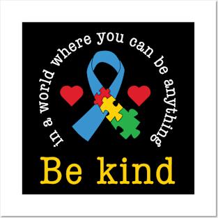 Be Kind Puzzle Piece Autism Awareness Gift for Birthday, Mother's Day, Thanksgiving, Christmas Posters and Art